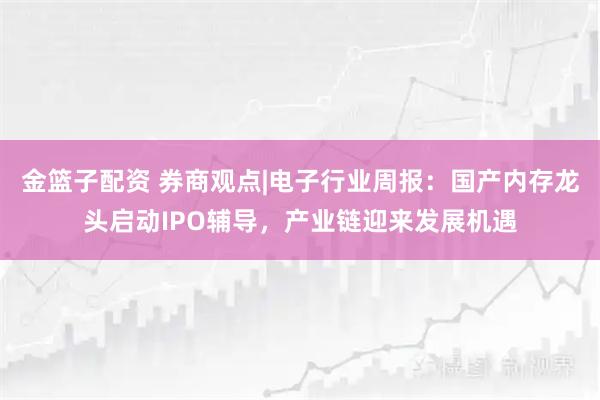 金篮子配资 券商观点|电子行业周报：国产内存龙头启动IPO辅导，产业链迎来发展机遇